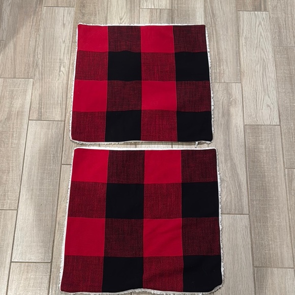 Red and Black Plaid Throw PillowcoversSet of 2